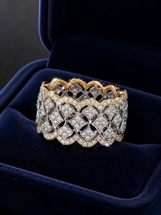 Anthropologie Jewelry - Two-Tone Gold and Silver Pavé Lattice Band Ring